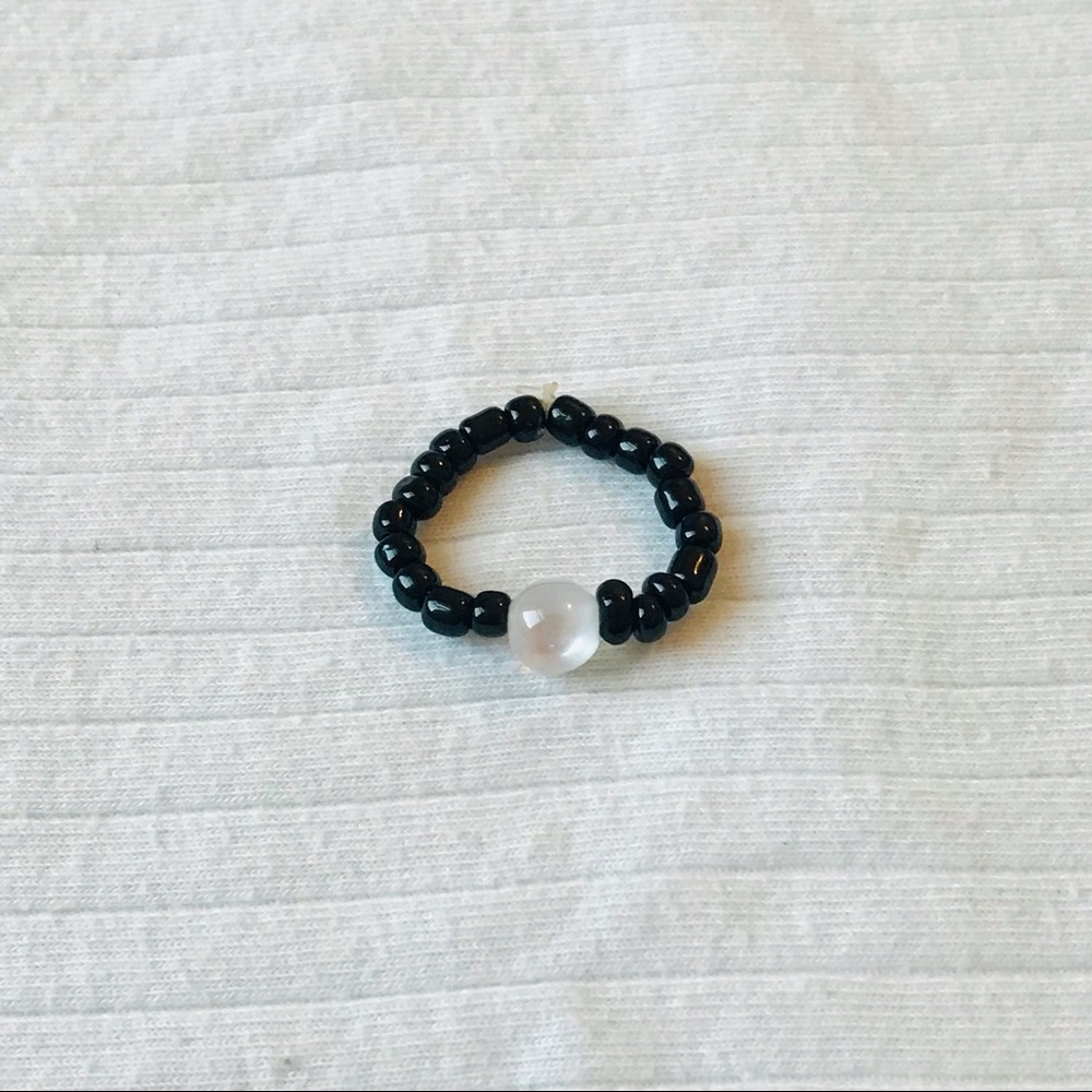 Handmade Beaded White Gemstone Ring